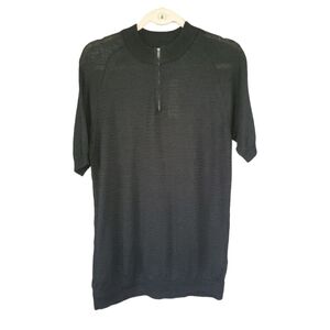 Topman Mens S Charcoal Quarter Zip Knit Polo Short Sleeve NWT Smart Casual